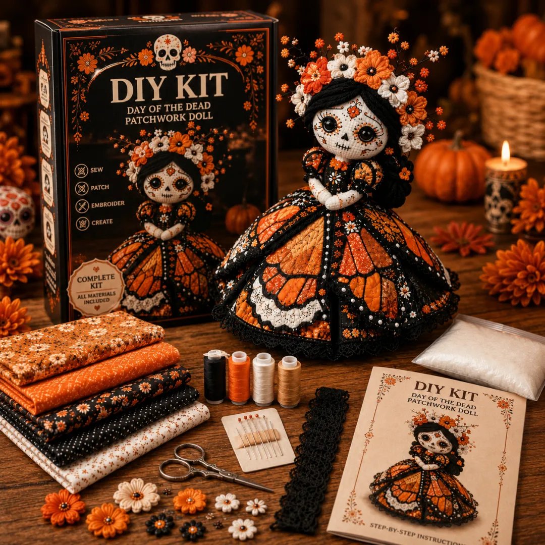 Halloween DIY Sewing Craft Kit Patchwork Hand-Stitching Set for Festive Home Decor