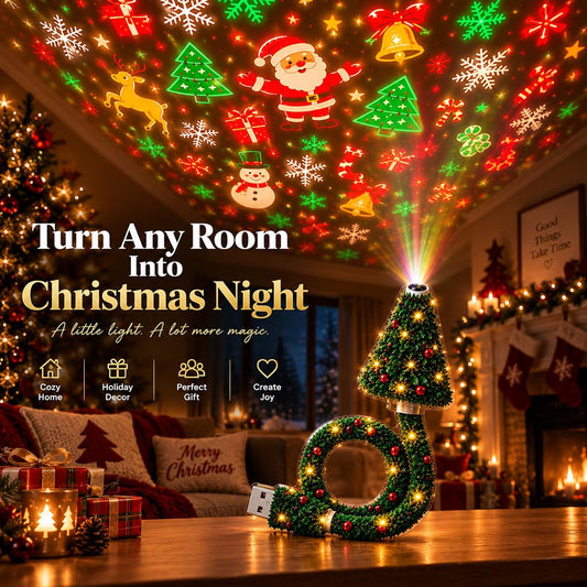 Christmas Projector Light, Plug-In Christmas Tree Projection Night Light -Instant Holiday Room Decor