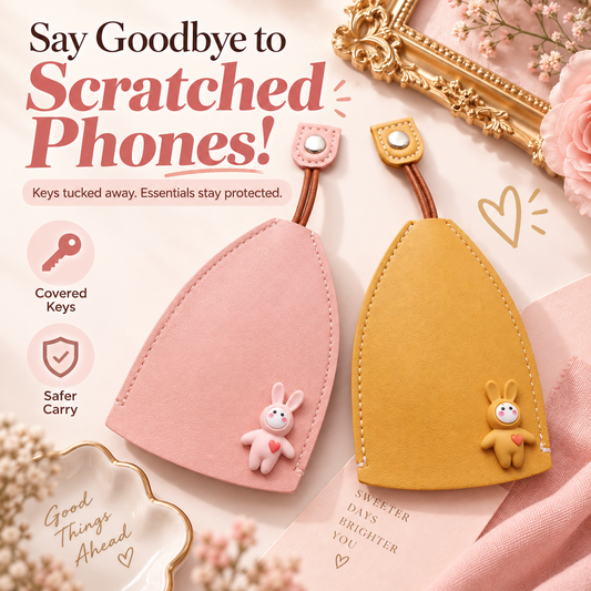 Cute Cartoon Pull-Out Leather Car Key Pouch & Organizer