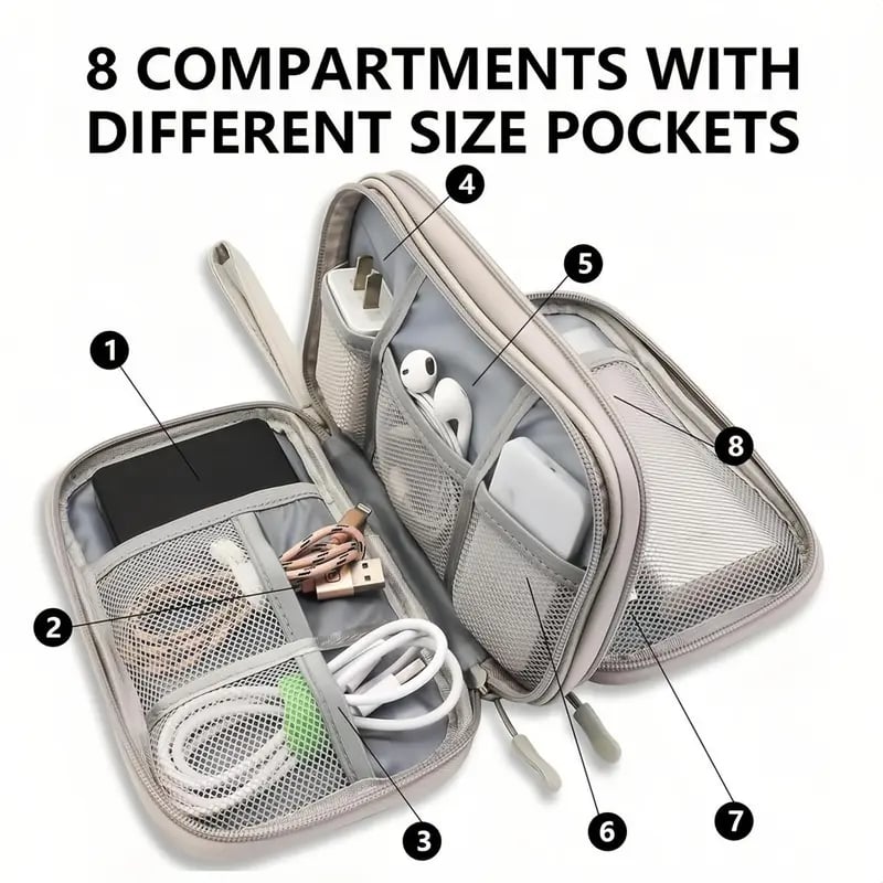Don t Miss Out Travel Cable Organizer Pouch, Double Layers All-in-One Storage Bag for Cord