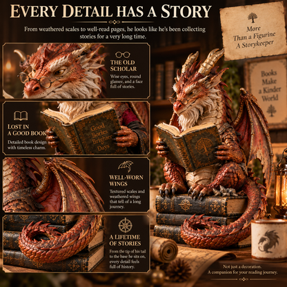 Wandering Scholar Dragon Enchanted Reading Figurine