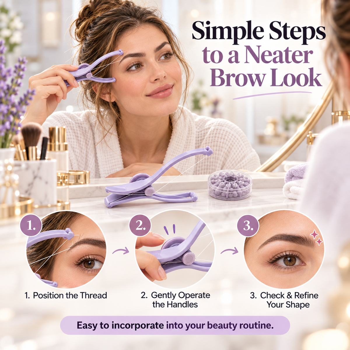 Precise Brow Threading Tool Easy At-Home Facial Hair Removal & Eyebrow Grooming