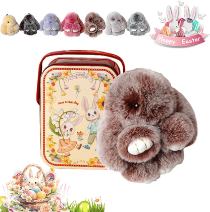 Easter Cute Bunny Plush Keychain - Iron Box Gift Option, Easter Sweet Surprise