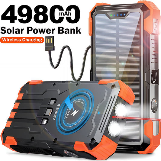 2026 Must-Have: Massive Capacity Power Bank for Emergency & Survival 49800mAh Solar Charger Power Bank with 4 Cables