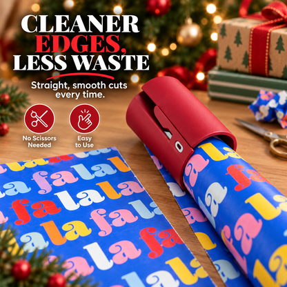 One-Slide Gift Wrap Cutter Clean, Straight Wrapping Paper Cuts Without Scissors