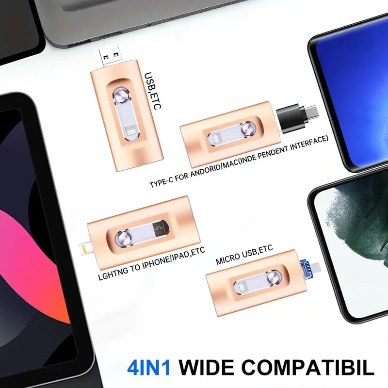 4-in-1 USB3.0 OTG Flash Drive with Type-C Adapter