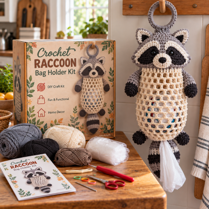 Crochet Animal Bag Holder DIY Kit Cute & Functional Hanging Storage Craft Kit