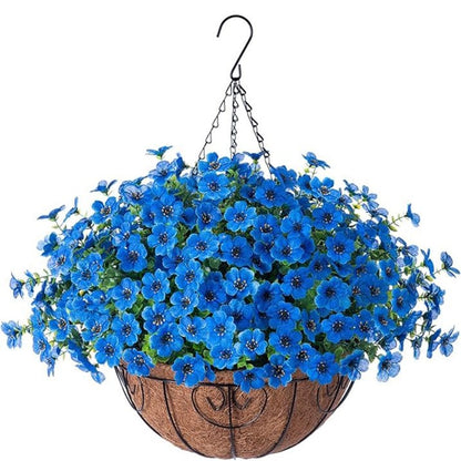 Simulated Hanging Flower Basket No Watering. No Wilting. Just Perfect Blooms