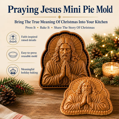 Faith & Nativity Christmas Mini Pie Mold Collection | Reusable Embossed Molds for Shaping Detailed Praying Jesus