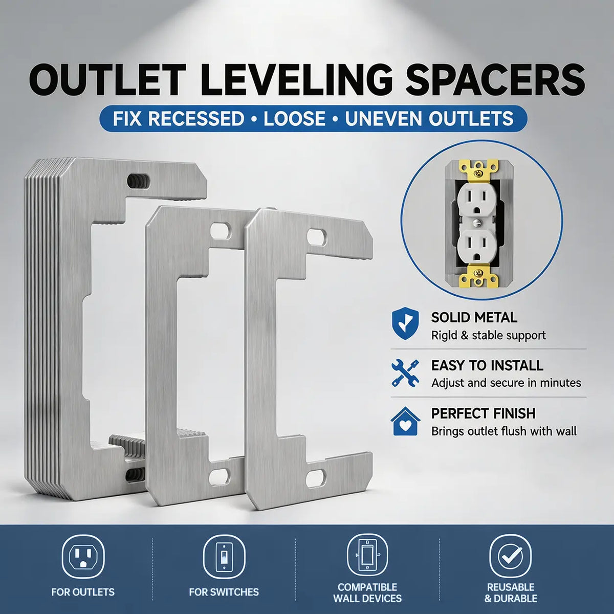 Wall Plate Spacer Kit for Loose Outlets & Electrical Boxes