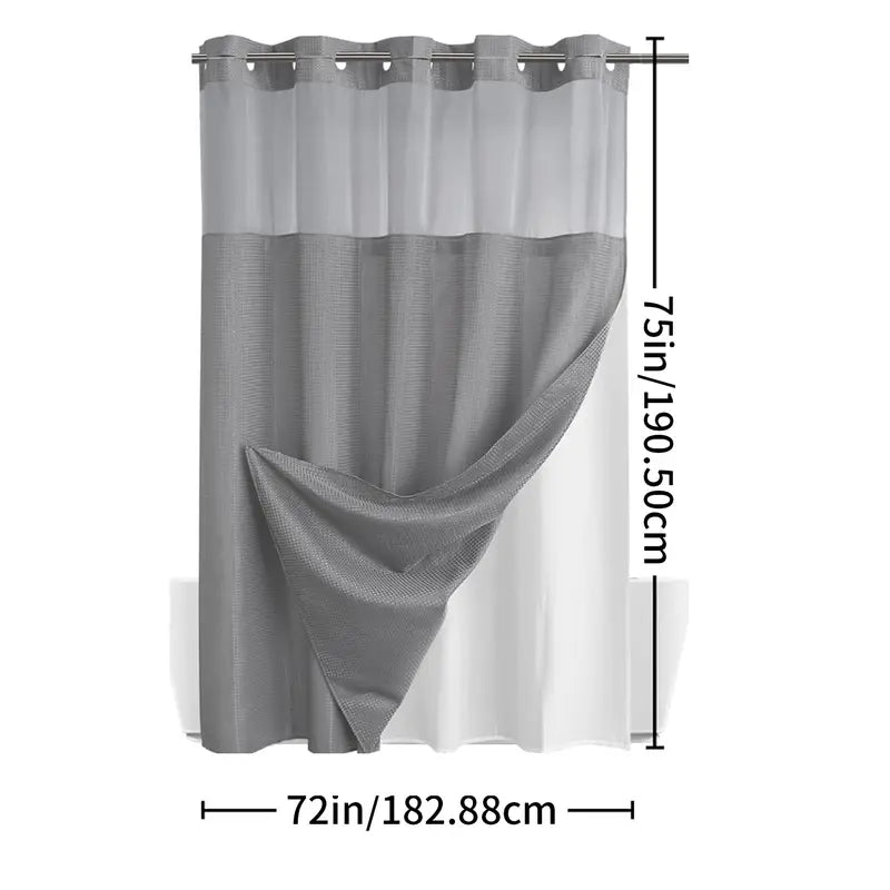 Double Layer Waffle-Pattern Shower Curtain