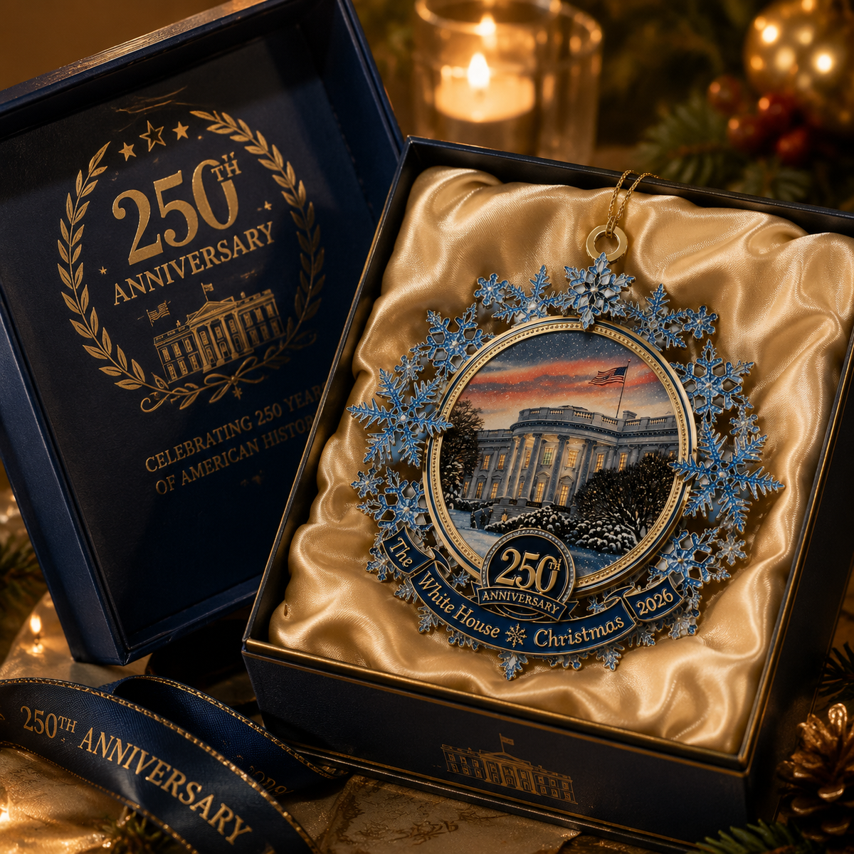 Last 30pcs Limited anniversary edition! White House 250th Anniversary Commemorative Snowflake Ornament