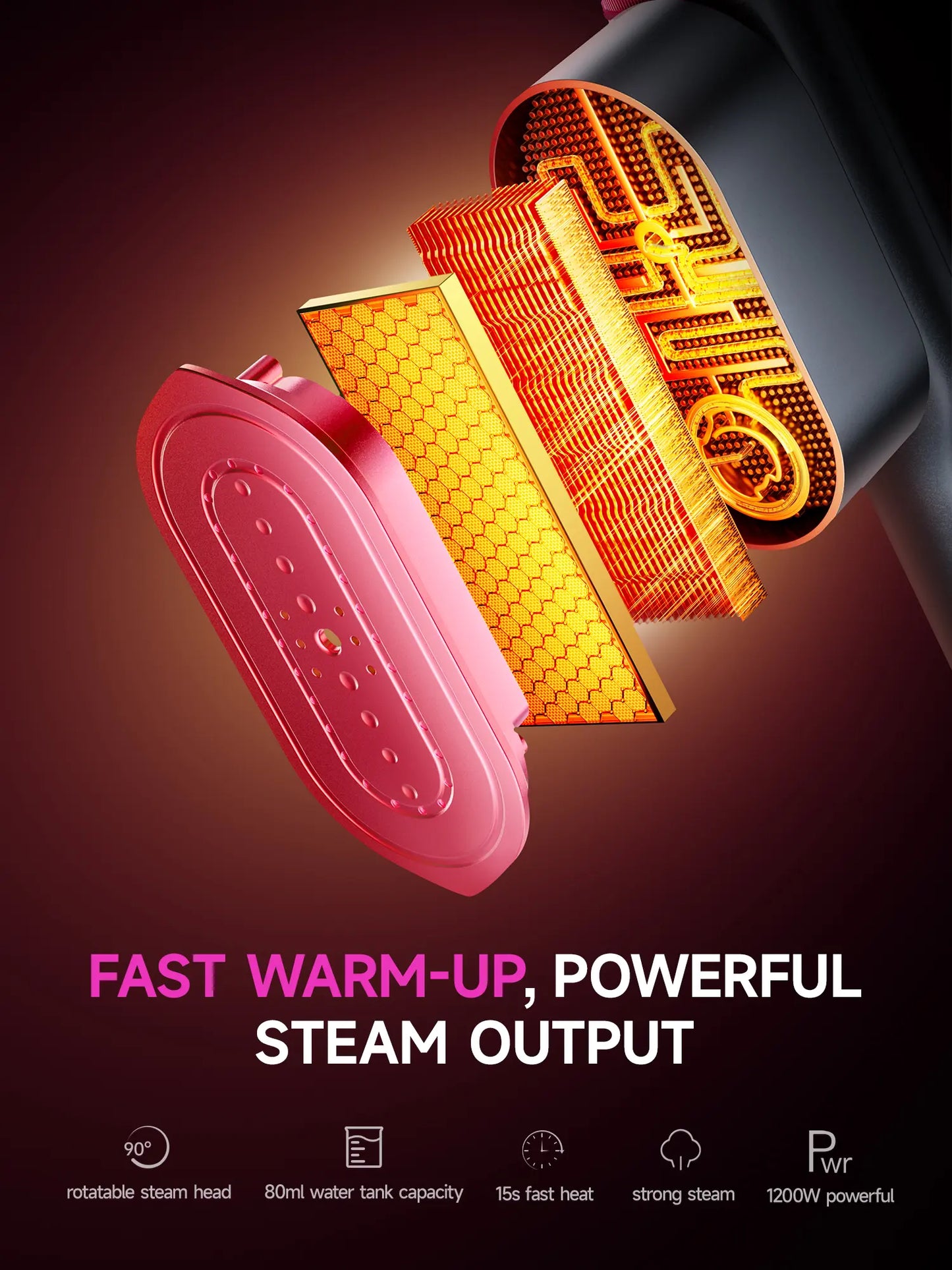 Portable garment steamer iron with swivel handle
