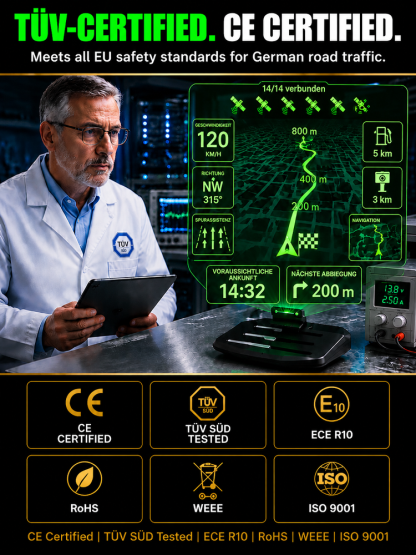 Smart In-Car HUD Co-Pilot: Clear Directions, Works on Sedans, SUVs, Pickups, RVs, and More