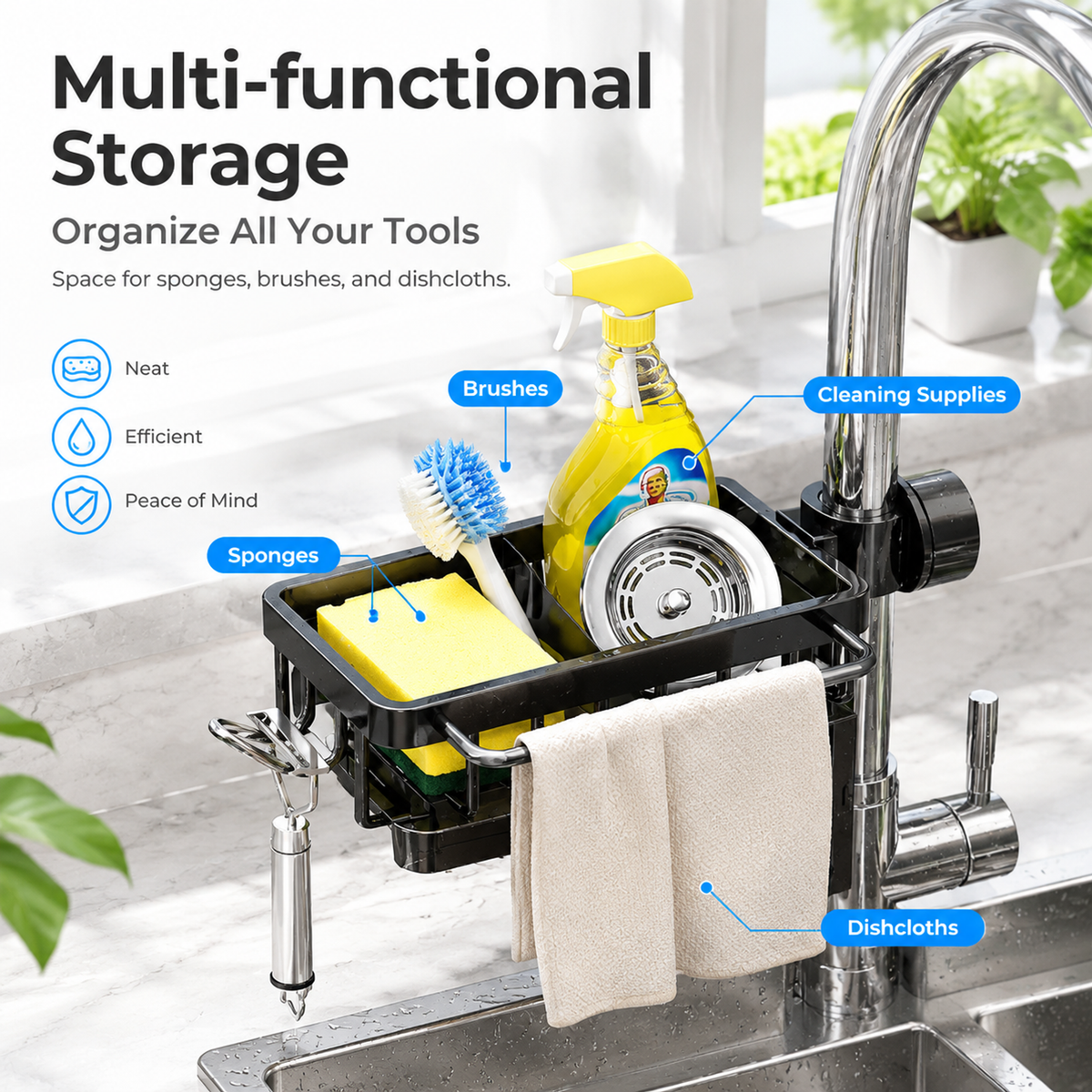 🧺Kitchen Faucet Sponge Holder | Draining Sink Caddy