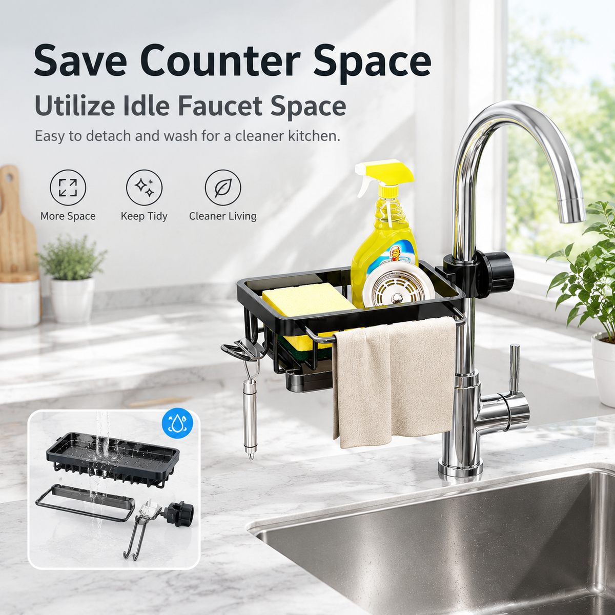 🧺Kitchen Faucet Sponge Holder | Draining Sink Caddy