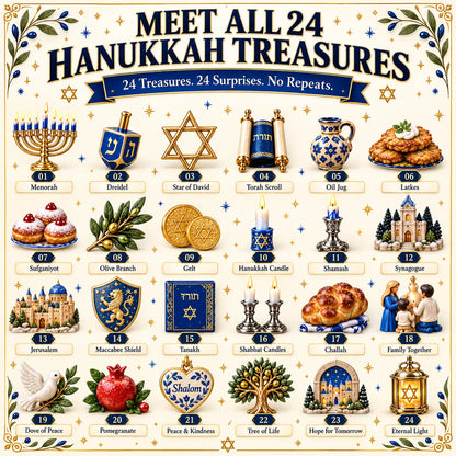 24 Treasures of Hanukkah | 24 Unique Symbols, Keepsakes & Daily Surprises Inspired by Light, Faith & Tradition