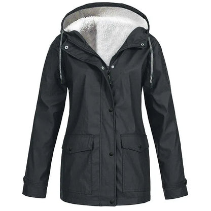 Women's Plush-Lined Windproof Hooded Jacket