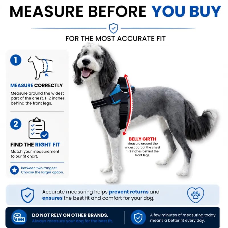 No-Pull Dog Harness 3-Point Leash Control. Reflective & Adjustable