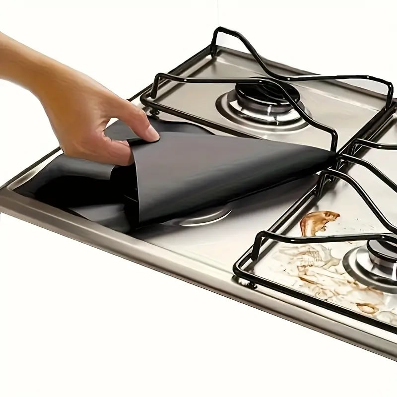 4-Piece Reusable Non-Stick Gas Stove Burner Covers Heat-Resistant & Washable