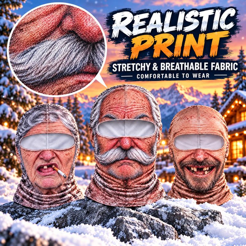 Funny Realistic Face Balaclava | Hilarious Ski & Snowboard Resort Party Mask, Winter Slopes Group Gear