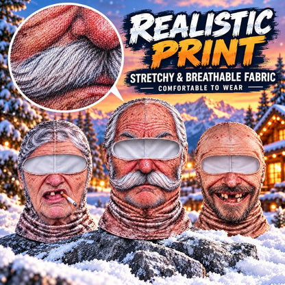 Funny Realistic Face Balaclava | Hilarious Ski & Snowboard Resort Party Mask, Winter Slopes Group Gear