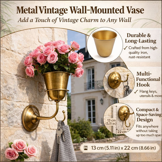 Wall-Mounted Flower Vase with Hook