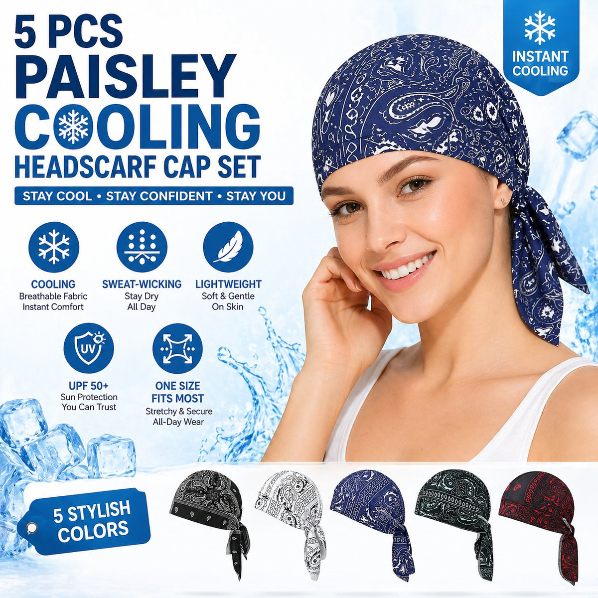 Paisley Cooling Headscarf Cap Set Stay Cool & Chic All Summer!
