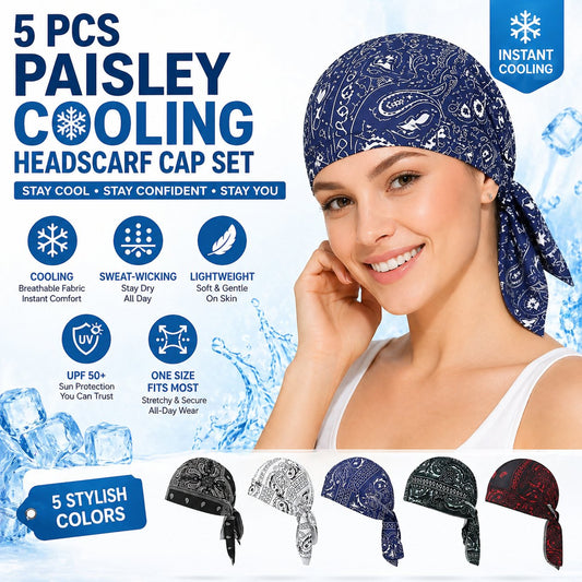 Paisley Cooling Headscarf Cap Set Stay Cool & Chic All Summer!