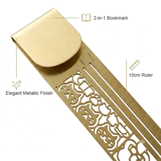 Cat Lover s 2-in-1 Metal Bookmark Ruler