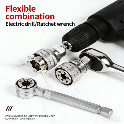 Universal Socket Wrench Tool Self-Adjusting Multi-Size Socket for Ratchets & Power Drills