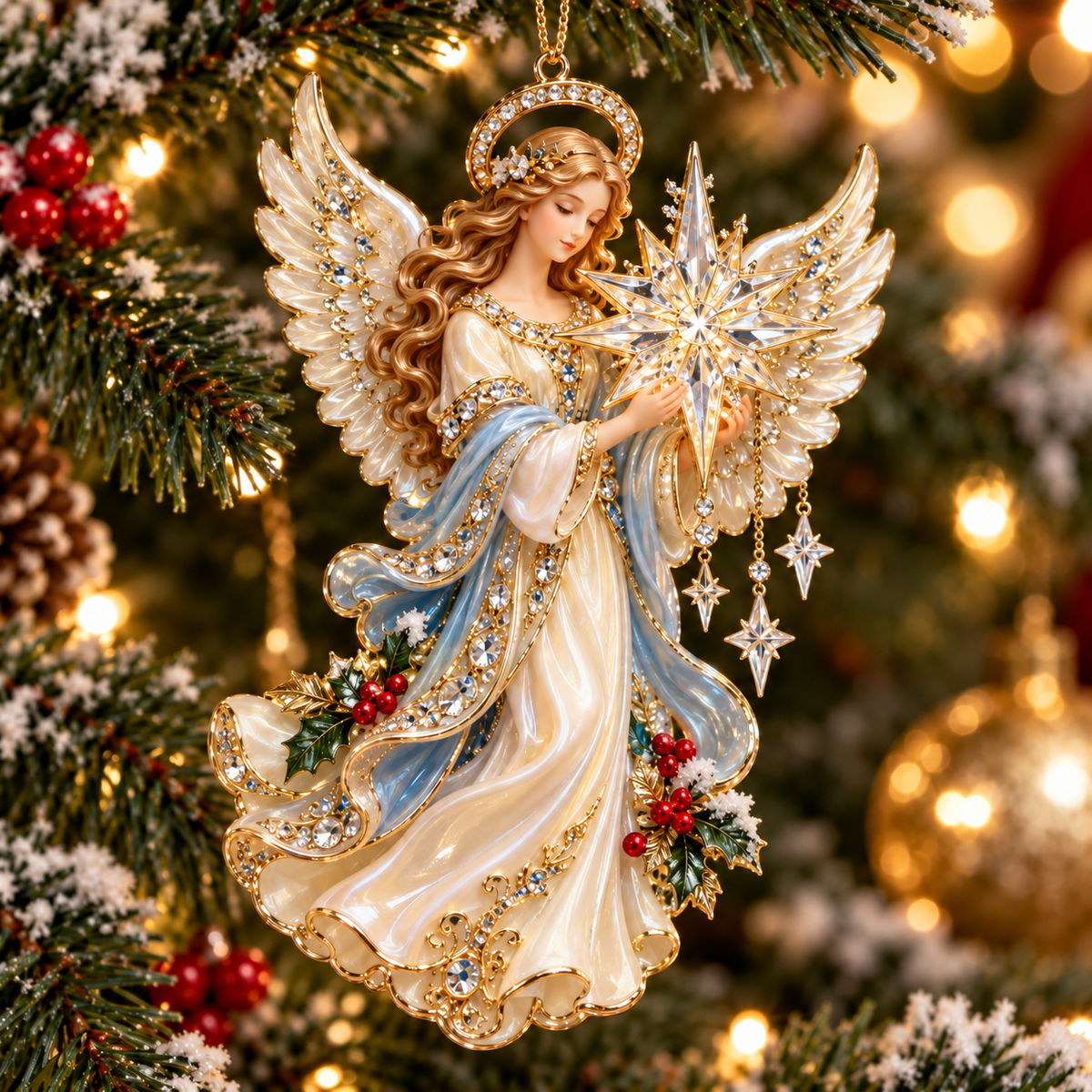 Heavenly Angel Christmas Ornament Crystal Star, Heaven s Gate & Nativity Faith Keepsake Collection