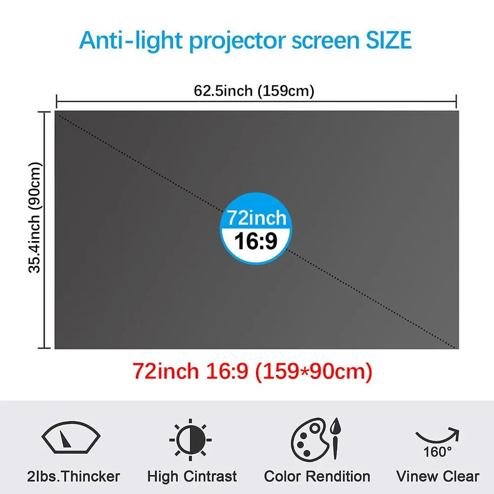 100inch 4K UHD Anti-Light Foldable Portable Projector Scree