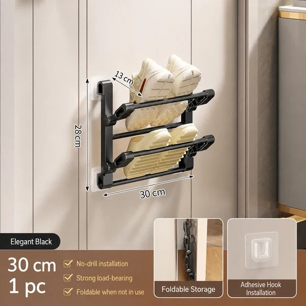 Foldable Wall Mounted Shoe Rack Space Saving Hanging Slipper Holder for Entryway Bathroom RV
