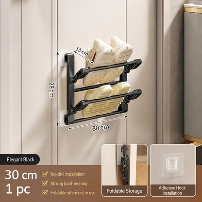 Foldable Wall Mounted Shoe Rack Space Saving Hanging Slipper Holder for Entryway Bathroom RV