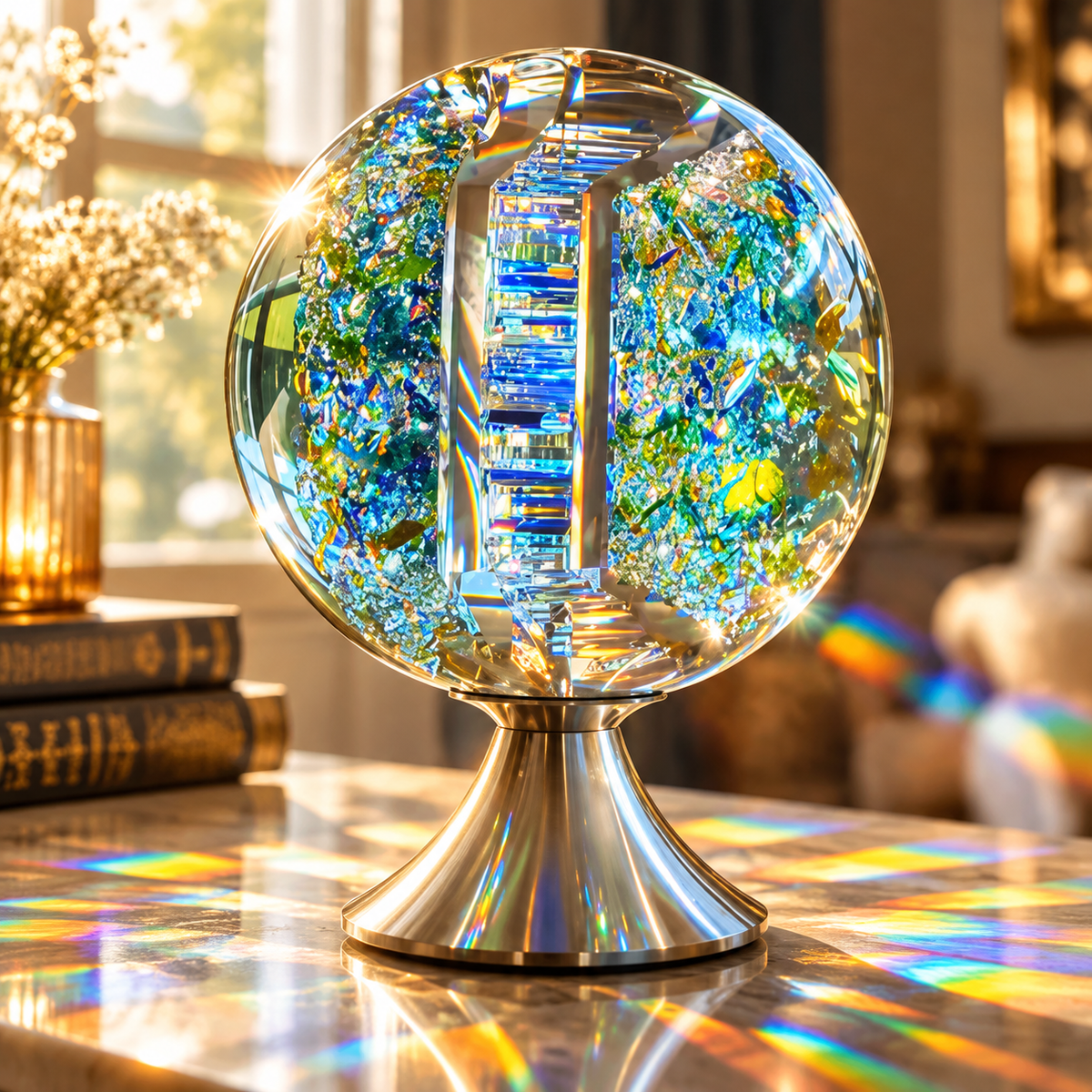 Crystal Light Sculpture Rainbow Glass Prism Decorative Ornament