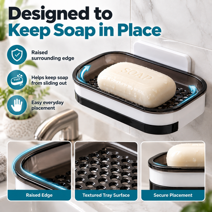 Wall-Mounted Self-Draining Soap Dish Space-Saving Double-Layer Bathroom Organizer