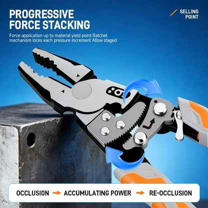 Self-Locking Ratchet Pliers Secure Grip, Less Effort