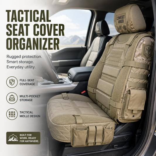 Tactical MOLLE Car Seat Cover Organizer Rugged Protection & Smart Storage