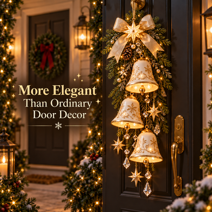 Lighted Golden Bell Christmas Door Hanging Cascading Holiday D cor