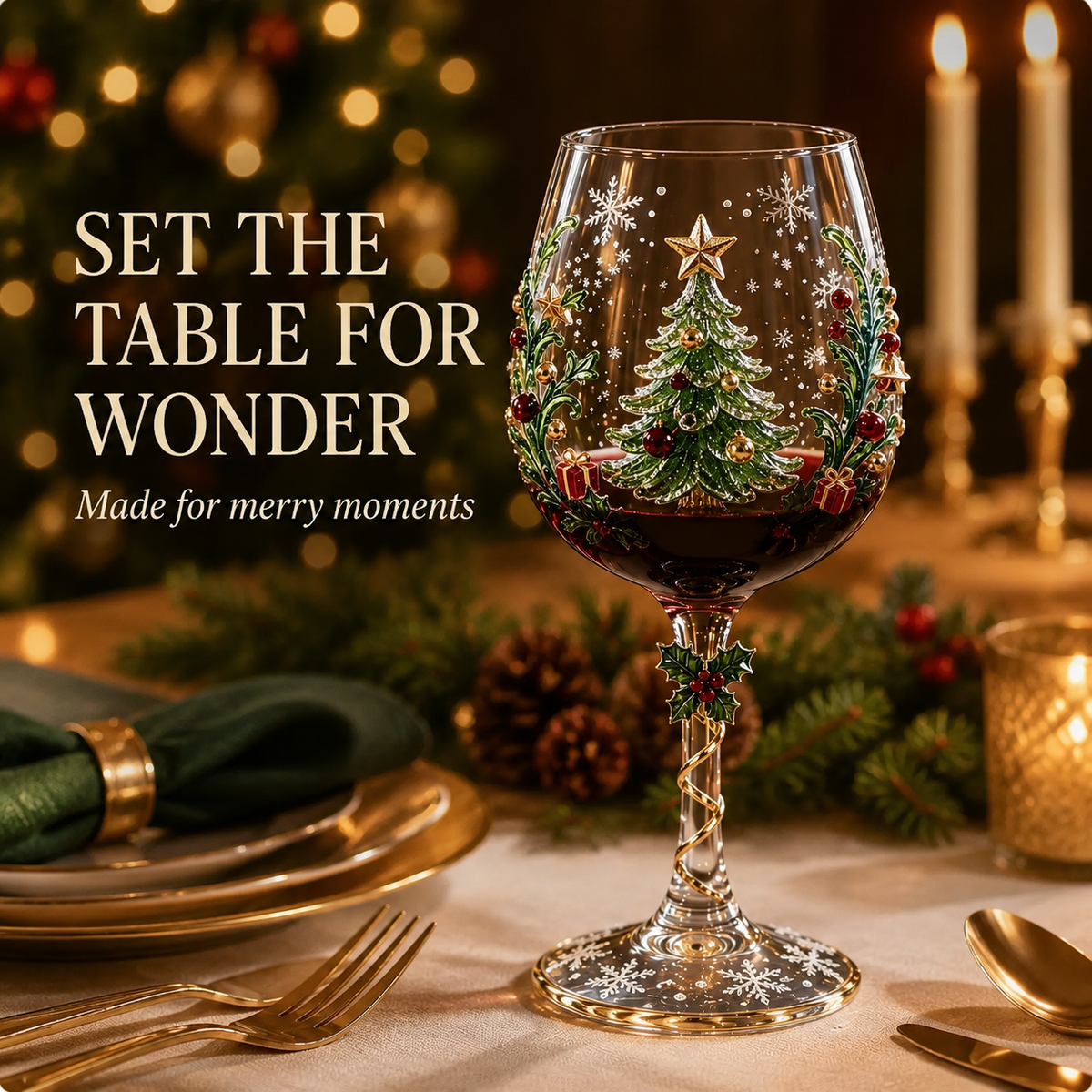 Christmas 3D Wine Glass Collection Gift Box Set