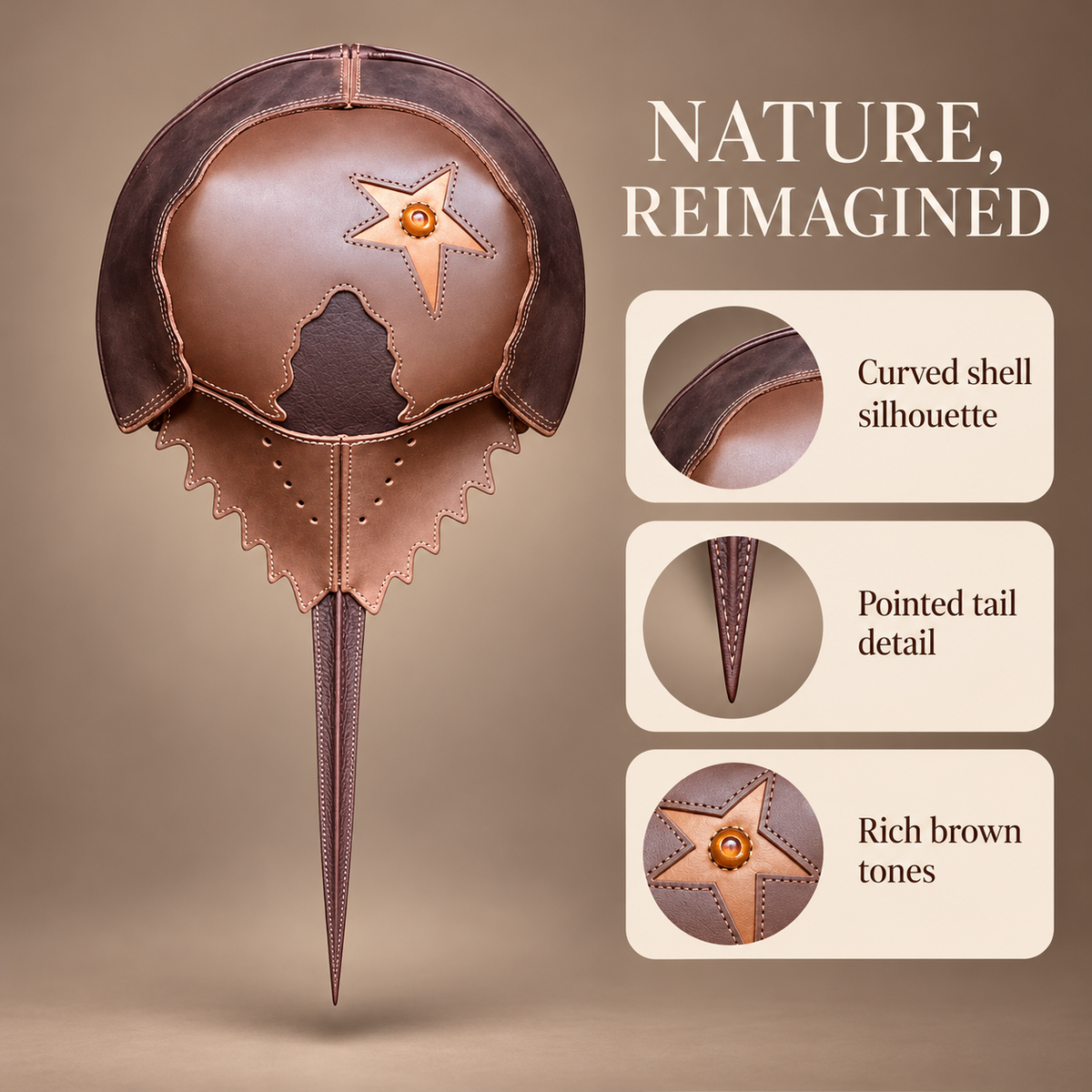 Brown Horseshoe Crab Hat Sculptural Statement Cap