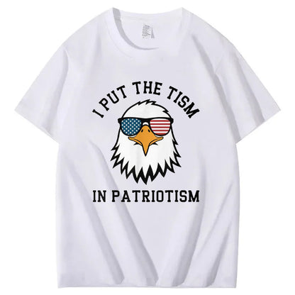 I Put The Tism in Patriotism Athletic Eagle T-Shirt