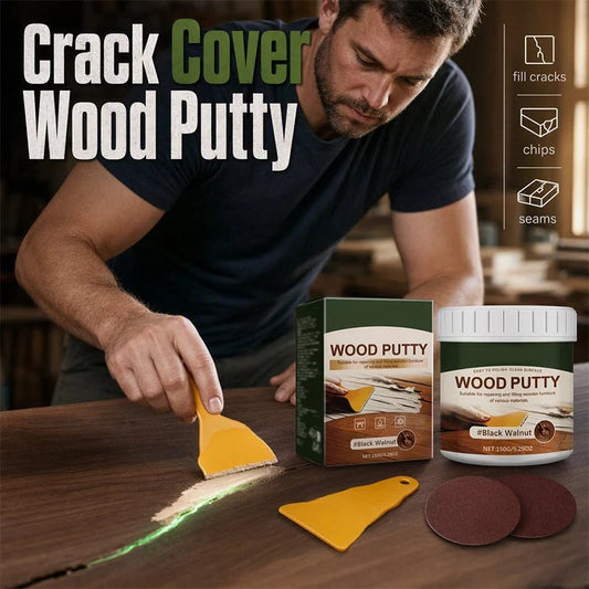 Wood Repair Filler Putty Fills Cracks & Chips, Smooths Surfaces, Blends with Dark Wood