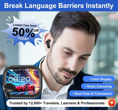 K10-AI-translator earbuds with smart display