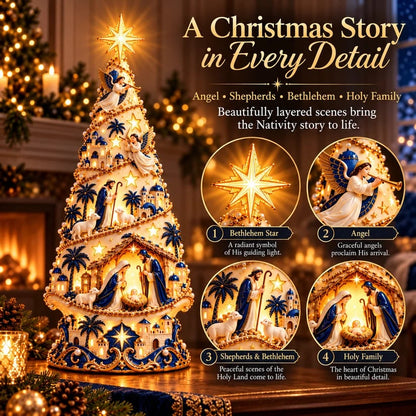 Bethlehem Nativity Light-Up Christmas Tree Jesus Shadow Projection Holiday Decor