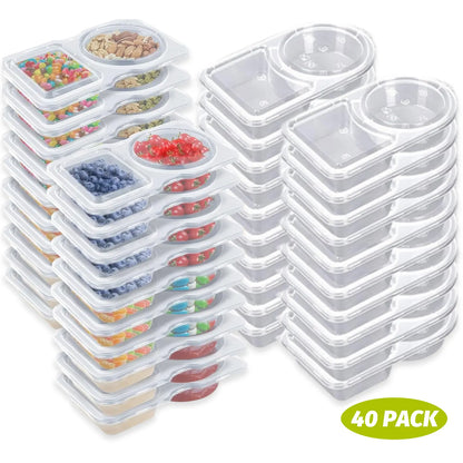 Dual Compartment Disposable Food Containers Leakproof Takeout Boxes with Sauce Compartments