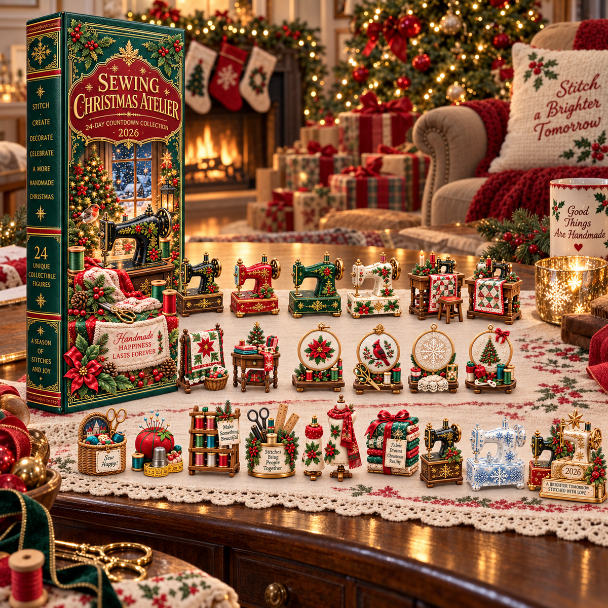 Sewing Christmas Atelier 2026 24-Day Countdown Collection with 24 Unique Sewing & Quilting Miniatures