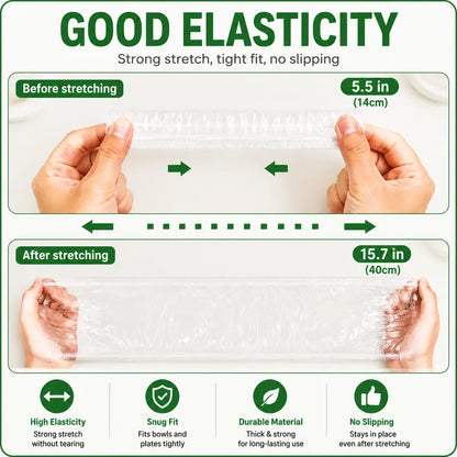 Disposable Elastic Stretch Food Covers 100PCS | Quick Food Storage for Bowls & Plates