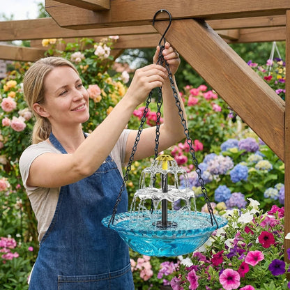 Spring --Solar Powered Hanging Bird Bath Fountain